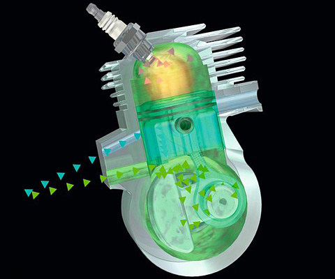 Motor STIHL  2-MIX  con barrido de gases por aire