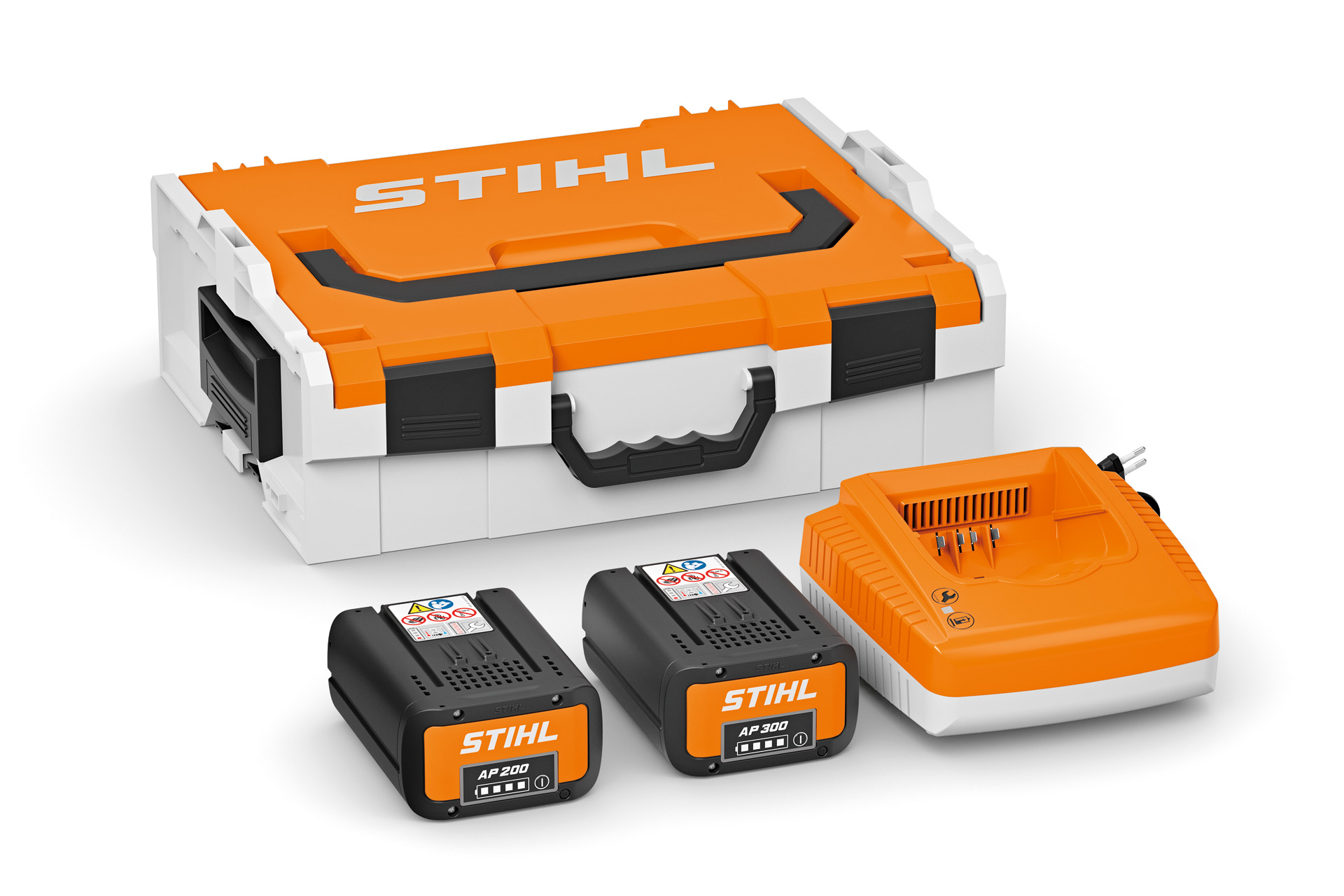 Battery performance box equipped with two batteries and a charger.