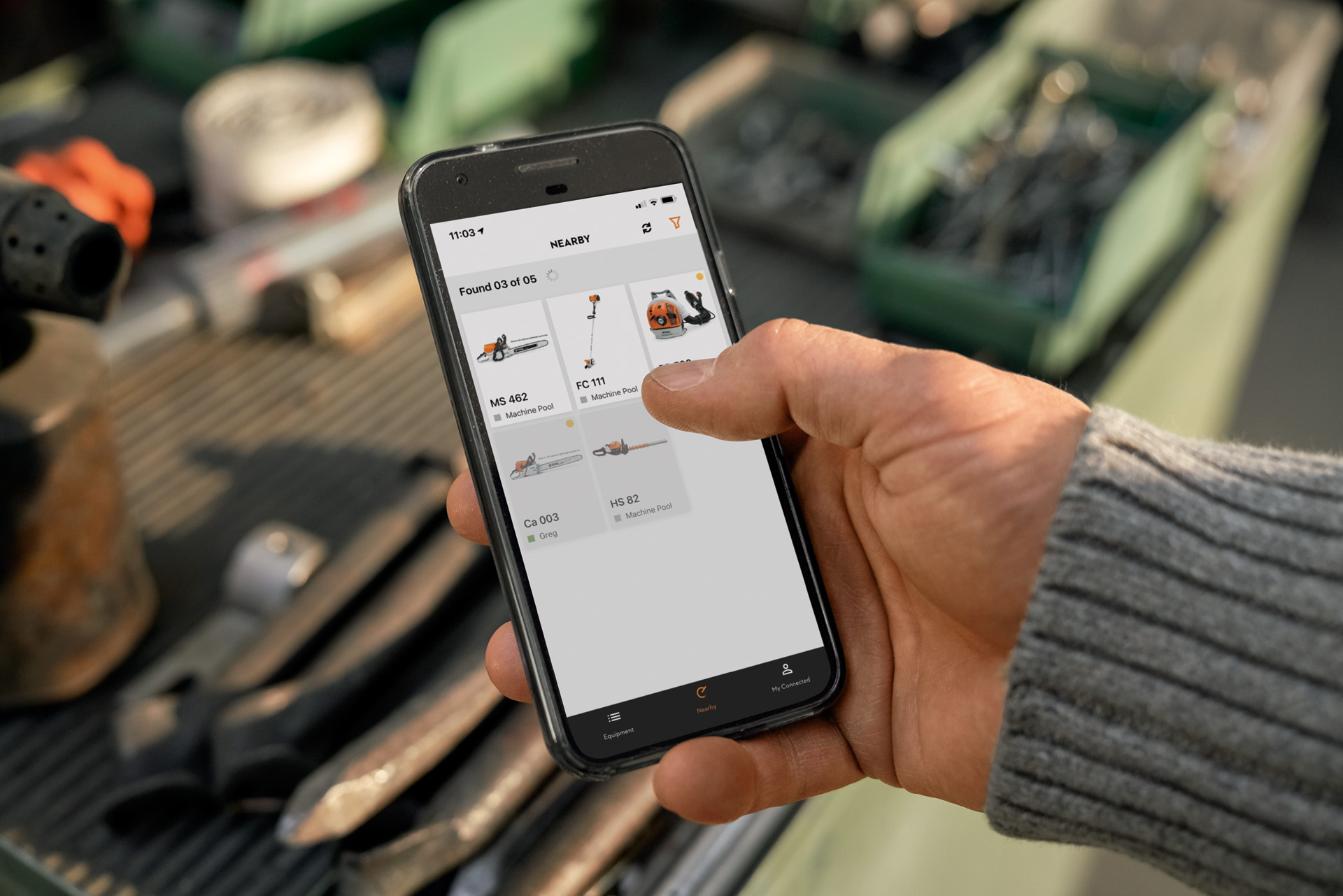 A aplicação STIHL&nbsp;connected é utilizada no smartphone