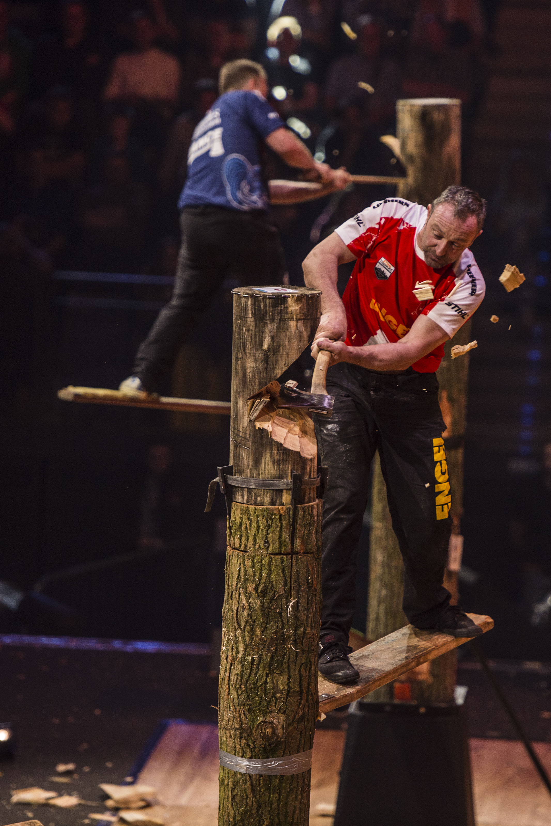 Modalidade de corte em altura num evento TIMBERSPORTS®