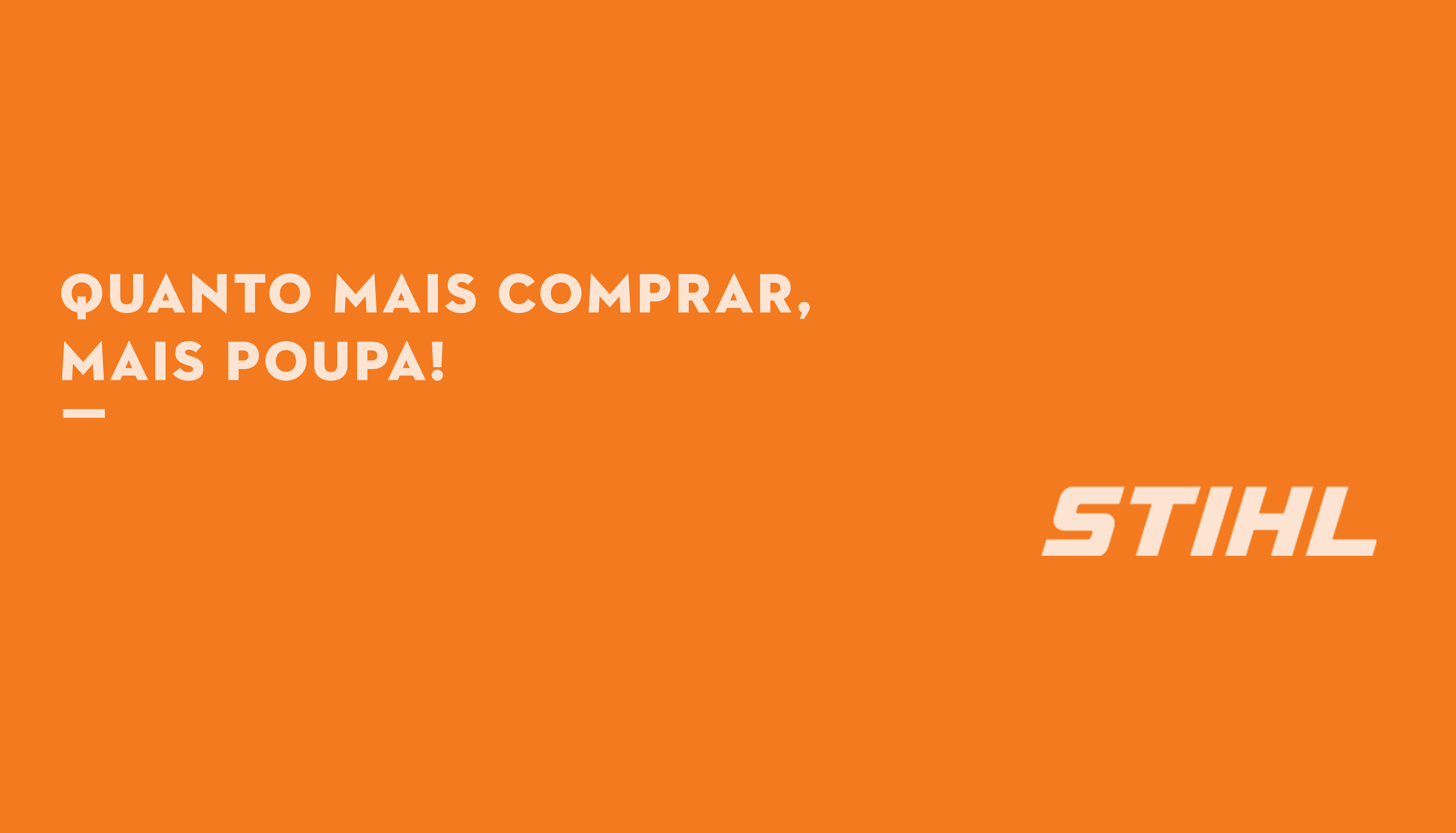 STIHL Orange Deals: Colagem de imagens de aplicação das categorias Sopradores, Máquinas a bateria do sistema AS, Motosserras e Equipamento de proteção individual.