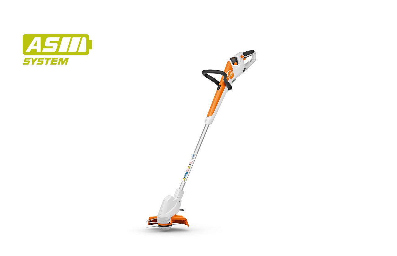 Imagem de produto da motorroçadora a bateria STIHL FSA 30, ícone de bateria em cima à esquerda para o sistema STIHL AS